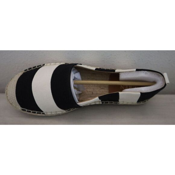 Ralph Lauren Women Sz 9.5 B Black Striped Chleo Slip-On Espadrille Shoes - Picture 6 of 12